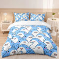 Blue Shark Kids Duvet Cover Set by Ljojo: Lovely Sea Animal Bedding with 2 Pillowcase