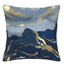Blue & Gold Marbled Pillow Covers - Ljojo Abstract Pattern Cushion Cover for Sofa, Bedroom & Car