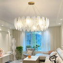 Ljojo Luxury Feather Crystal Chandelier - Cream Style Main Bedroom Lighting