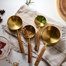 Ljojo Measuring Spoons & Cups Set Wood Handle Stainless Steel Baking Tools