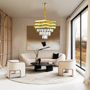 Gold Round Modern Crystal Chandelier | 3 Level Ceiling Light for Living Room by Ljojo