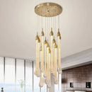 Ljojo 3W LED K9 Crystal Chandelier, Metal Round Stairs Villa Suspend Lamp Light Fixture