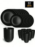 Ljojo 24-Piece Reusable Plastic Tableware Set for Family Picnics and School