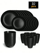 Ljojo 24-Piece Reusable Plastic Tableware Set for Family Picnics and School