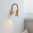 Ljojo LED Wall Sconce with Flexible Black Hose & Wood Accent