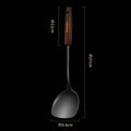 Ljojo 304 Stainless Steel Utensils Set with Wooden Handle - Black Color