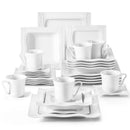 Ljojo 30/60 Piece Porcelain Tableware Set for 6/12, Cups, Saucers, Plates - MALACASA Series