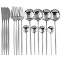 Ljojo Luxury Black Stainless Steel Cutlery Set - 16 Piece Tableware Dinnerware Kitchen Flatware