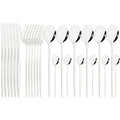 Ljojo 24pcs Stainless Steel Cutlery Set Fork Teaspoon Knife Silverware Flatware