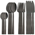 Ljojo 16-Piece Black Stainless Steel Cutlery Set for Western Dining
