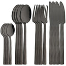 Ljojo 16-Piece Black Stainless Steel Cutlery Set for Western Dining