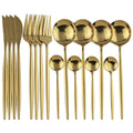 Ljojo Luxury Black Stainless Steel Cutlery Set - 16 Piece Tableware Dinnerware Kitchen Flatware