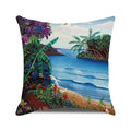 Blue Tropical Cushion Cover by Ljojo: Relaxing Beach Scene Decor for Sofa, Bedroom, Car
