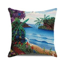 Blue Tropical Cushion Cover by Ljojo: Relaxing Beach Scene Decor for Sofa, Bedroom, Car