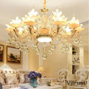 Ceramic Chandelier Luxury Atmosphere Living Room Bedroom Lighting European Pastoral Style Restaurant Crystal Lamps
