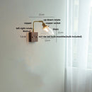 Ljojo LED Walnut Wood Wall Light Amber Glass Stair Sconce with Pull Chain Switch