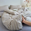 Ljojo Luxury Cotton Stripe Duvet Cover Set - Yarn-Dyed Bedding Set