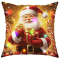 Ljojo LED Christmas Pillowcase with Santa & Snowman Garland Pattern