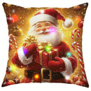 Ljojo LED Christmas Pillowcase with Santa & Snowman Garland Pattern