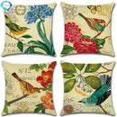 Cute Bird Pattern Pillowcase - Ljojo Decorative Linen Throw Pillow Case