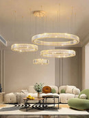 Ljojo Luxury Gold Crystal LED Chandelier Dimmable Pendant Light for Living Room Bedroom