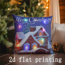 Lighted Christmas Scene Pillow Covers by Ljojo for Sofa, Bedroom, Car - Decorative Rectangular Cushion