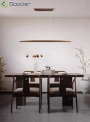 Medieval Bauhaus Walnut Wood Linear LED Pendant Lights for Living Room by Ljojo