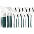 Ljojo 24-Piece Stainless Steel Dinnerware Set White Silver Flatware Tableware Kit