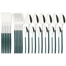 Ljojo 24-Piece Stainless Steel Dinnerware Set White Silver Flatware Tableware Kit