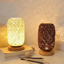 Wabi-sabi Rattan Twine LED Table Lamp Hand Knitted Chandelier by Ljojo