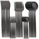 Ljojo 30-Piece Stainless Steel Cutlery Set – Black Tableware Knife Fork Spoon Teaspoon