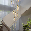 Gold Crystal Tear Drop Chandelier for Villa Staircases, LED Pendant Light by Ljojo
