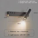 Ljojo LED Wall Lamp Modern Nordic Bedroom Sconce USB Indoor Lighting Switch