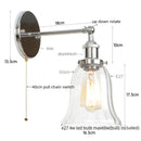 Ljojo Loft Rustic Clear Glass LED Wall Light - Industrial Style Iron Wall Lamp