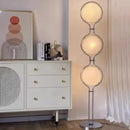 Ljojo Modern Acrylic Floor Lamp Chrome Metal White Round Ball Minimalist Style