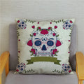 Colorful Day Of The Dead Skull Pattern Pillow Cover by Ljojo
