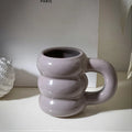 Ljojo 14oz Ceramic Coffee Mug Wavy Style Large Capacity Nordic Creative Cute Cup