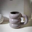 Ljojo 14oz Ceramic Coffee Mug Wavy Style Large Capacity Nordic Creative Cute Cup