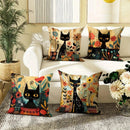 Colorful Cats & Flowers Printed Pillow Covers by Ljojo - Sofa, Bedroom, Car Pillow Cover