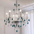 Ljojo Blue Crystal Chandelier Pendant Light - Luxury Glass Bedroom Decor Spiral Fixtures
