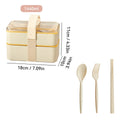 Ljojo Large Capacity Double-Layer Lunch Box with Tableware - Heatable Bento Box