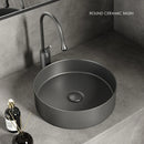 Ljojo 36cm Matte White/Dark Gray Bathroom Sink for Vanity - 14in Diameter