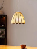 Ljojo Japanese Retro Linen Cloth Pendant Lamp Wave Chandelier Lighting E27 Home Decor Fixture