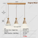 Modern Travertine Wood Pendant Light LED Hanging Lamp Chandelier for Dining Room by Ljojo