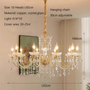 French Retro Copper Crystal Chandeliers Light for Living Room by Ljojo