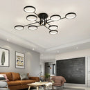 Nordic LED Chandelier Black Aluminum Ceiling Light Remote Control for Living Room Bedroom by Ljojo