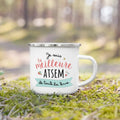 Enamel French Printed Coffee Cup with Handle - Best Thanks Gift for Atsem by Ljojo