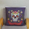 Colorful Day Of The Dead Skull Pattern Pillow Cover by Ljojo