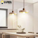 Ljojo Yellow Travertine Pendant Light Stone Wood Hanging Lamp for Kitchen Island Restaurant Decor
