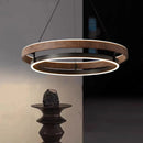 Ljojo Retro Wood Grain Pendant Light Circular Lustre Nordic Designer Kitchen Dining Decor